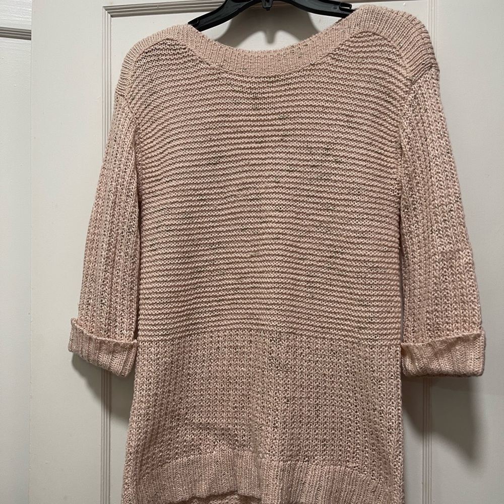 Chicos sweater with gold thread detailing.  Size 0 but fits like a normal small.